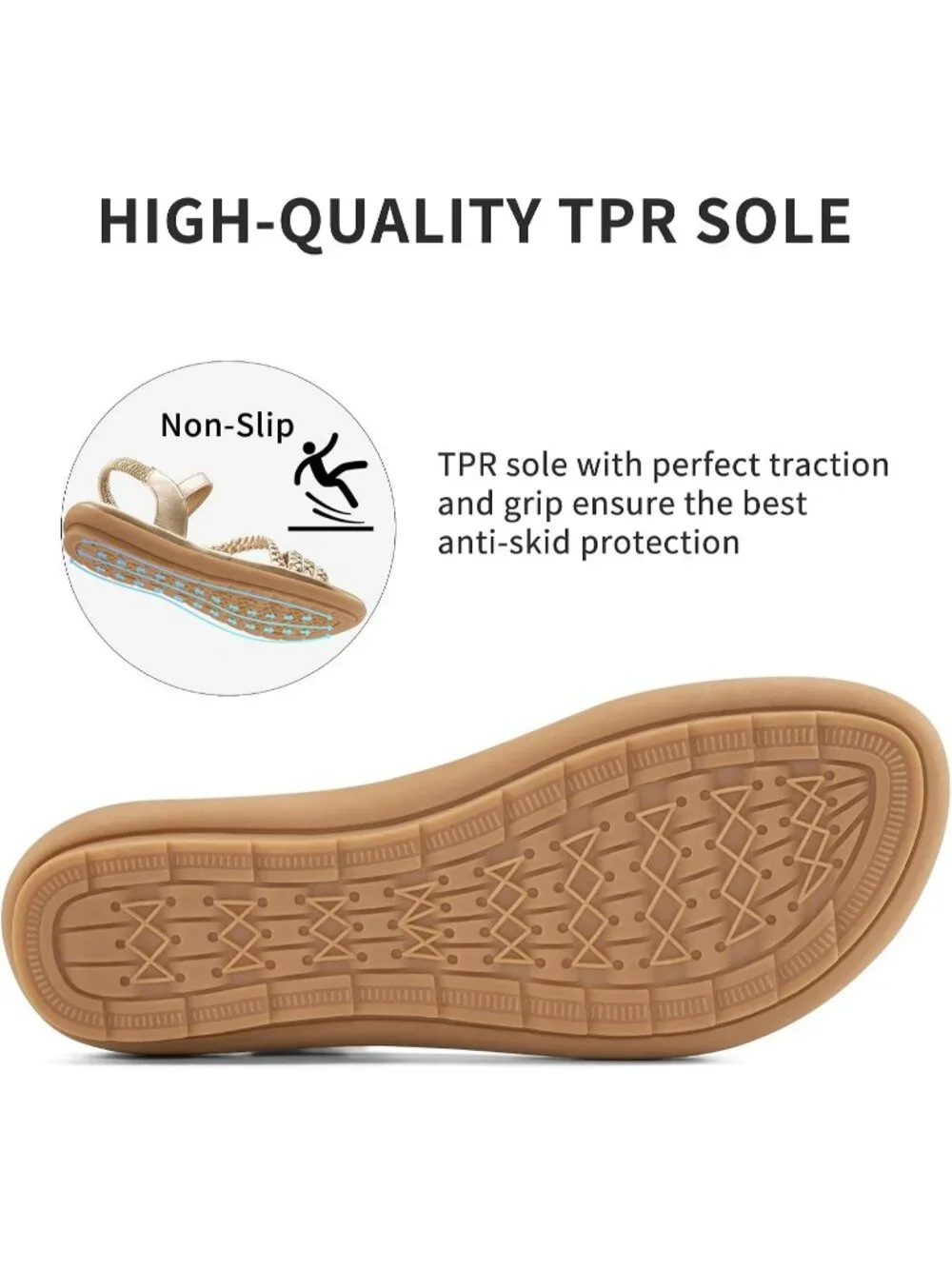 Women's Gold Summer Comfortable Strappy Flats Casual Walking Beach Sandals